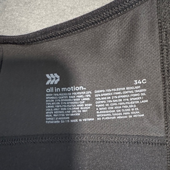 All in Motion black Zipper Sports Bra - Picture 7 of 8